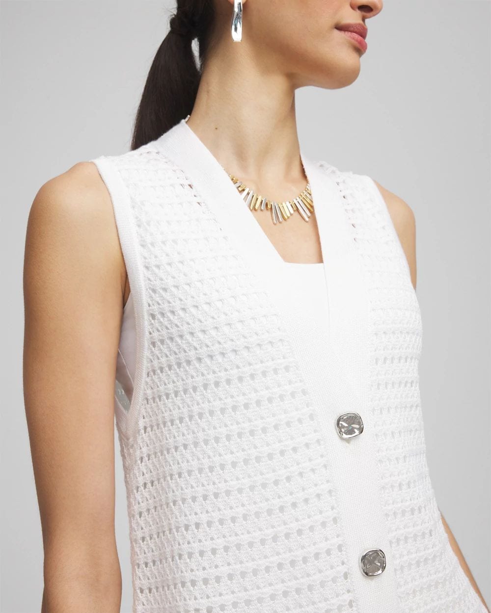 Pointelle Sleeveless Midi Sweater Vest | Chico's
